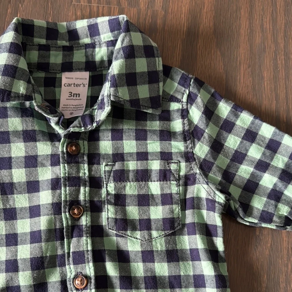 Carter’s Blue Green Plaid Button-Down Shirt | 3M